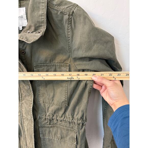 Madewell Sz S‎ Surplus Jacket Olive Green Army Utility Cinch Waist Oversized - Picture 6 of 11